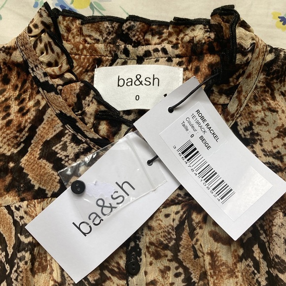 ba&sh Rackel Ruched Snake-Print Georgette Mini Dress XS - Picture 3 of 16